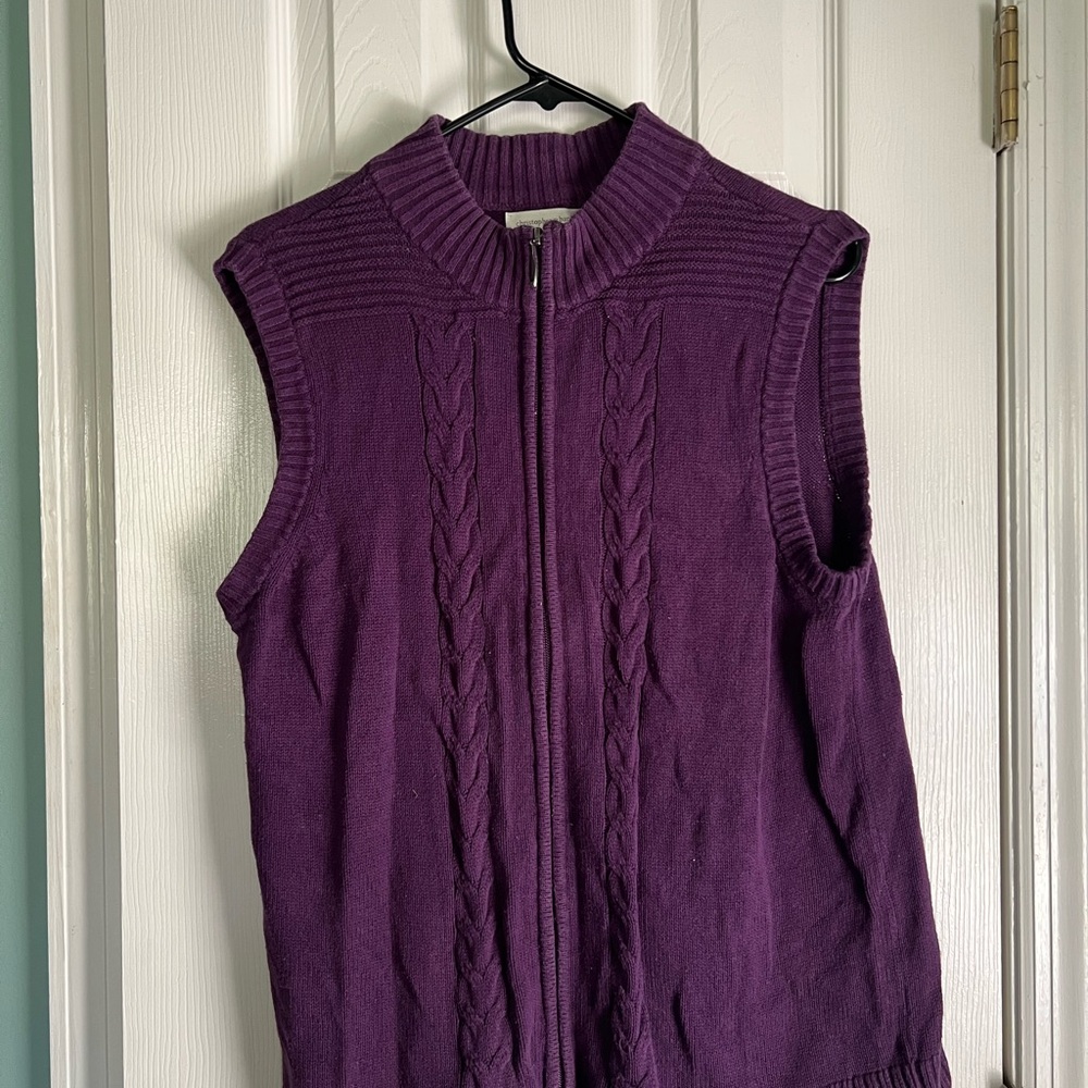 Christopher & Banks Deep Purple V-Neck Sweater Vest
